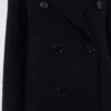Cappotto lungo in lana con dettaglio di mezza cintura, nero Cappotto lungo in lana con dettaglio di mezza cintura, nero