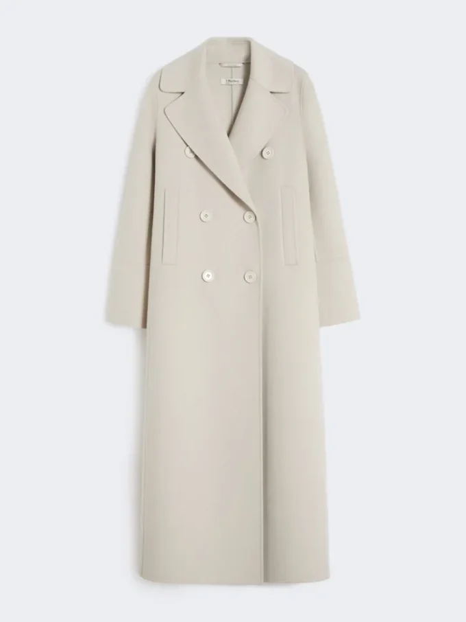Cappotto lungo in lana con dettaglio di mezza cintura, sabbia Cappotto lungo in lana con dettaglio di mezza cintura, sabbia