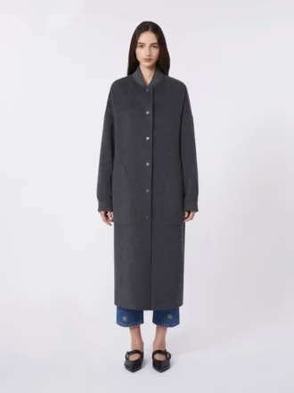 Cappotto lungo in lana, grigio scuro