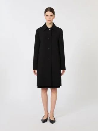 Cappotto midi in cady, nero