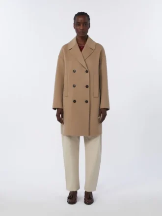 Cappotto midi in lana, beige