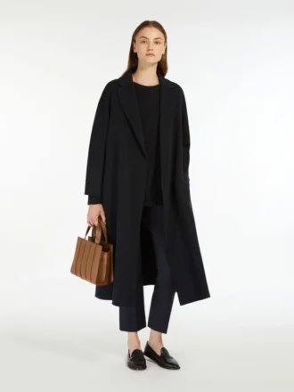 Cappotto midi in lana, blu notte