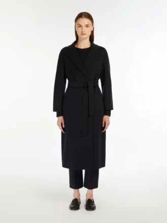 Cappotto midi in lana, blu notte