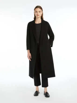 Cappotto midi in lana, nero