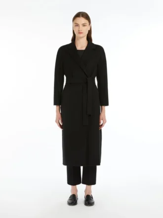 Cappotto midi in lana, nero