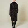 Cappotto monopetto in velluto maculato, nero Cappotto monopetto in velluto maculato, nero