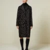 Cappotto monopetto in velluto maculato, nero Cappotto monopetto in velluto maculato, nero