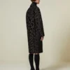Cappotto monopetto in velluto maculato, nero Cappotto monopetto in velluto maculato, nero