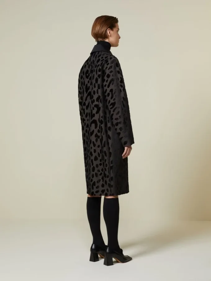 Cappotto monopetto in velluto maculato, nero Cappotto monopetto in velluto maculato, nero