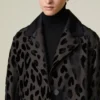 Cappotto monopetto in velluto maculato, nero Cappotto monopetto in velluto maculato, nero