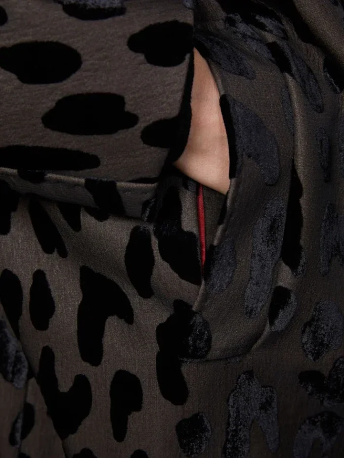 Cappotto monopetto in velluto maculato, nero Cappotto monopetto in velluto maculato, nero