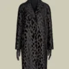 Cappotto monopetto in velluto maculato, nero Cappotto monopetto in velluto maculato, nero