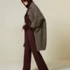 Cappotto oversize in lana doppia, tortora