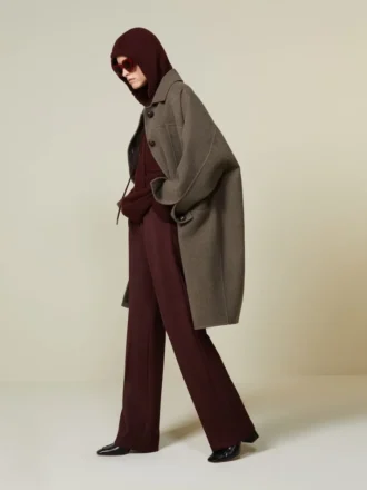 Cappotto oversize in lana doppia, tortora