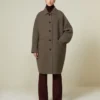 Cappotto oversize in lana doppia, tortora