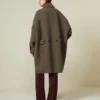 Cappotto oversize in lana doppia, tortora