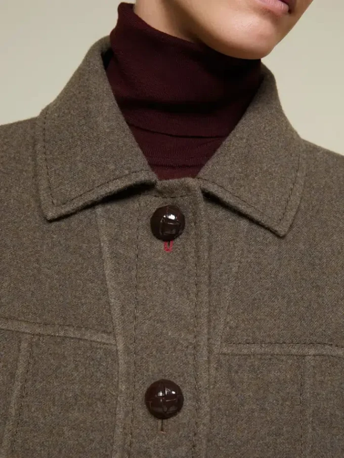 Cappotto oversize in lana doppia, tortora