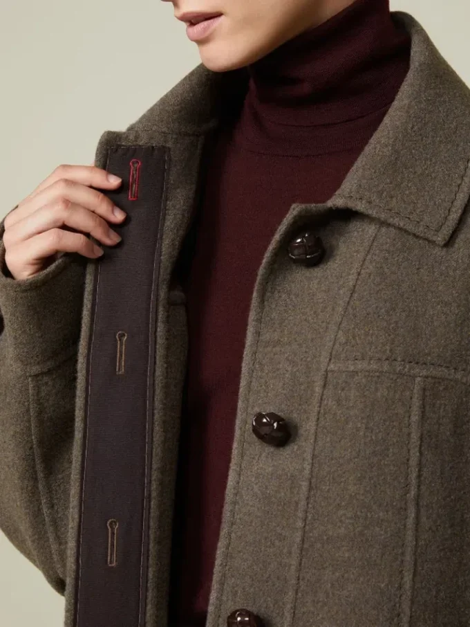 Cappotto oversize in lana doppia, tortora