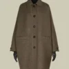Cappotto oversize in lana doppia, tortora