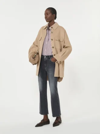 Cappotto oversize in misto lana, color cammello