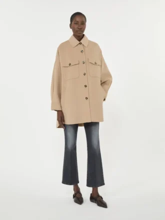 Cappotto oversize in misto lana, color cammello