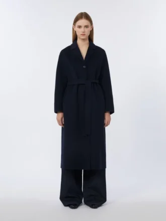 Cappotto svasato in lana, blu notte