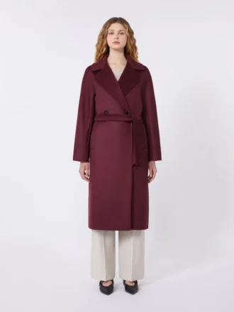 Cappotto-vestaglia in lana, bordeaux