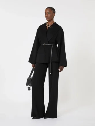 Cappotto-vestaglia in lana, cashmere e seta, nero