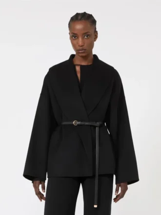 Cappotto-vestaglia in lana, cashmere e seta, nero