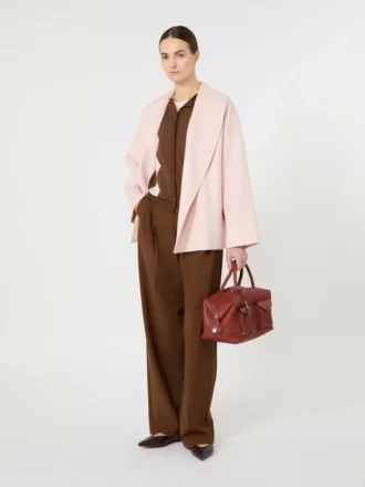Cappotto-vestaglia in lana, cashmere e seta, rosa