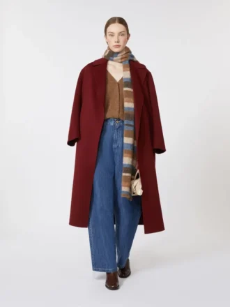 Cappotto-vestaglia in lana, color lampone