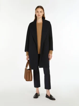 Cappotto-vestaglia in lana Double Face, blu notte