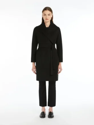 Cappotto-vestaglia in lana Double Face, nero