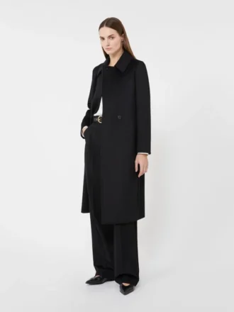 Cappotto-vestaglia in lana, nero