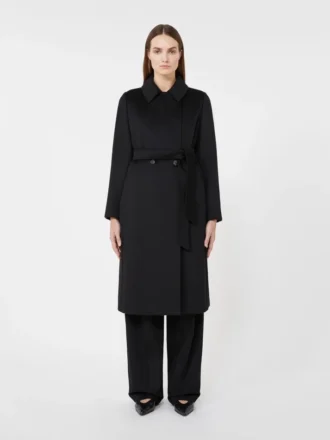 Cappotto-vestaglia in lana, nero
