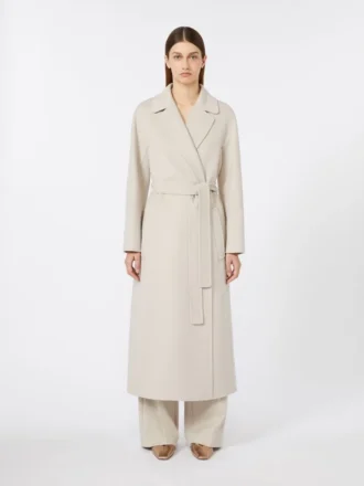 Cappotto-vestaglia in lana, sabbia