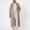 Cappotto-vestaglia in lana, tortora Cappotto-vestaglia in lana, tortora