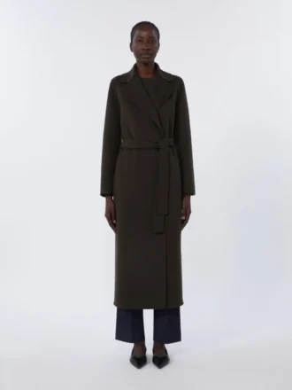 Cappotto-vestaglia in lana, verde scuro