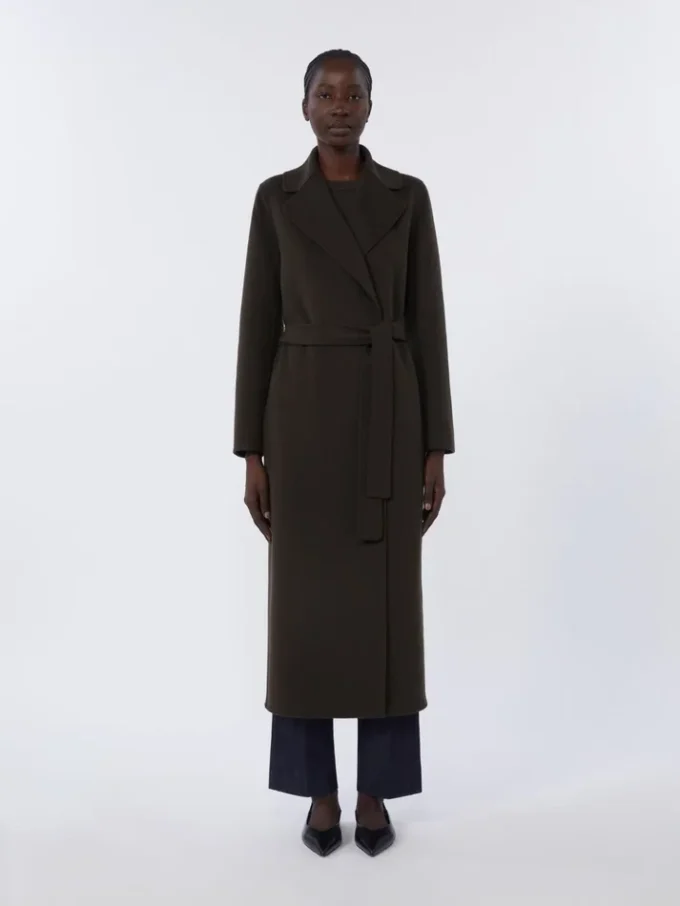 Cappotto-vestaglia in lana, verde scuro Cappotto-vestaglia in lana, verde scuro