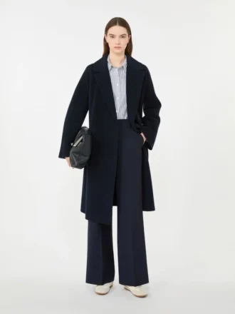 Cappotto-vestaglia in misto lana Double Face, blu navy