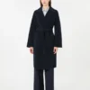 Cappotto-vestaglia in misto lana Double Face, blu navy Cappotto-vestaglia in misto lana Double Face, blu navy