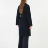 Cappotto-vestaglia in misto lana Double Face, blu navy Cappotto-vestaglia in misto lana Double Face, blu navy