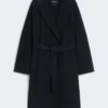 Cappotto-vestaglia in misto lana Double Face, blu navy Cappotto-vestaglia in misto lana Double Face, blu navy