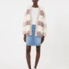 Cardigan a righe in lana e cotone, color sabbia Cardigan a righe in lana e cotone, color sabbia