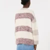 Cardigan a righe in lana e cotone, color sabbia Cardigan a righe in lana e cotone, color sabbia