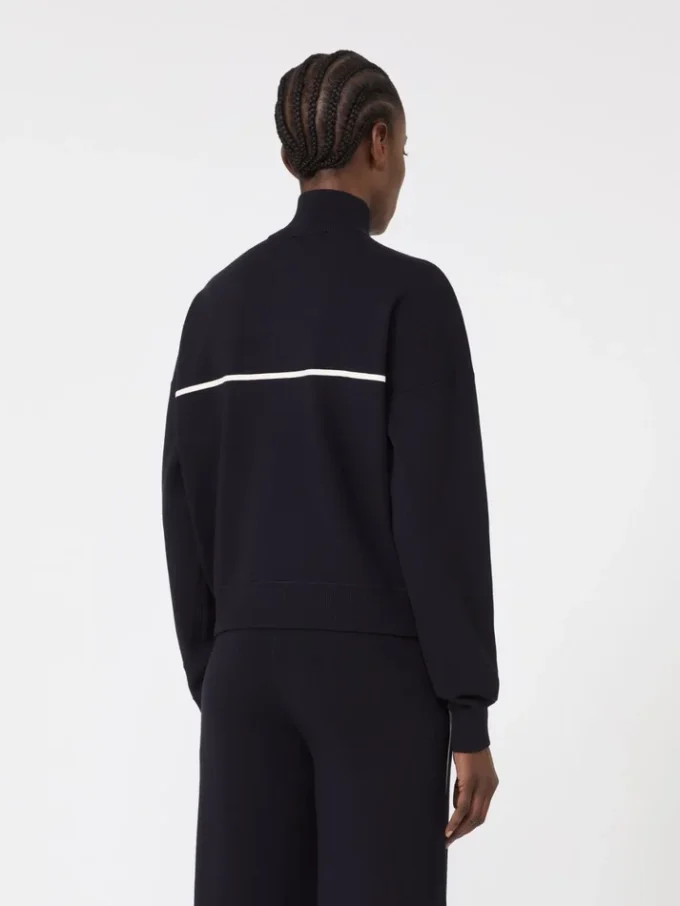 Cardigan boxy in viscosa elasticizzata, blu navy