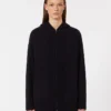 Cardigan con cappuccio in cashmere, blu oltremare Cardigan con cappuccio in cashmere, blu oltremare