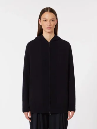 Cardigan con cappuccio in cashmere, blu oltremare