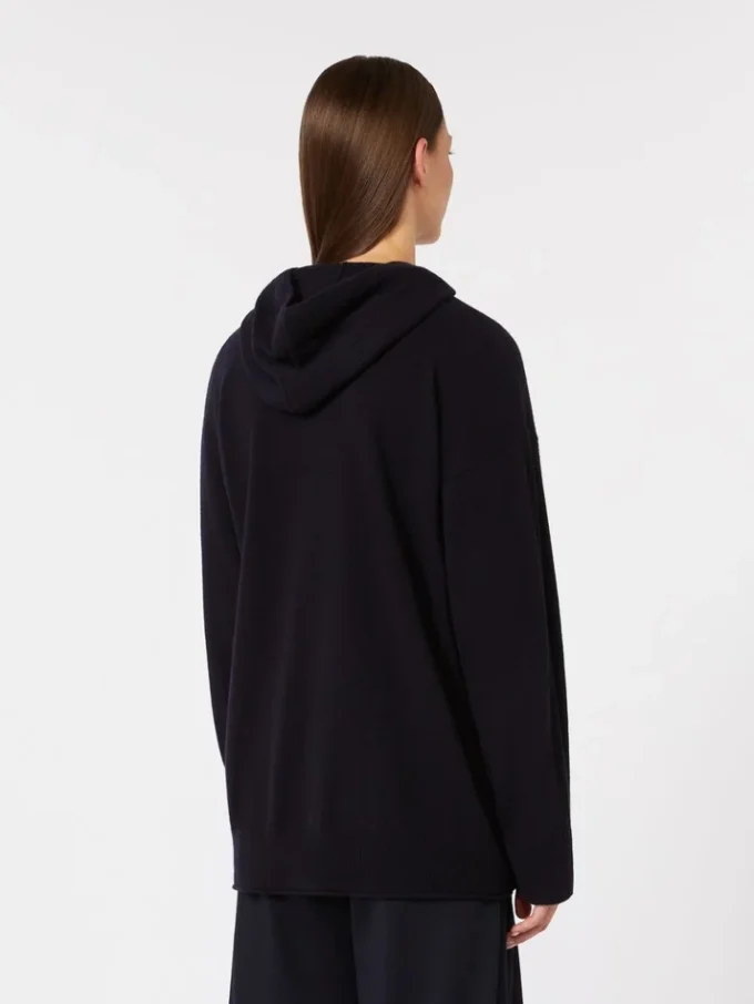 Cardigan con cappuccio in cashmere, blu oltremare Cardigan con cappuccio in cashmere, blu oltremare