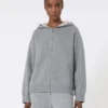 Cardigan con cappuccio in lana e cashmere, grigio medio Cardigan con cappuccio in lana e cashmere, grigio medio
